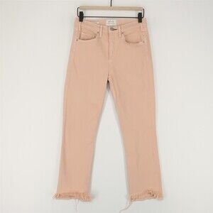 McGuire Valletta Jeans Womens 27 Pink Straight Leg Button Fly Step Frayed Hem